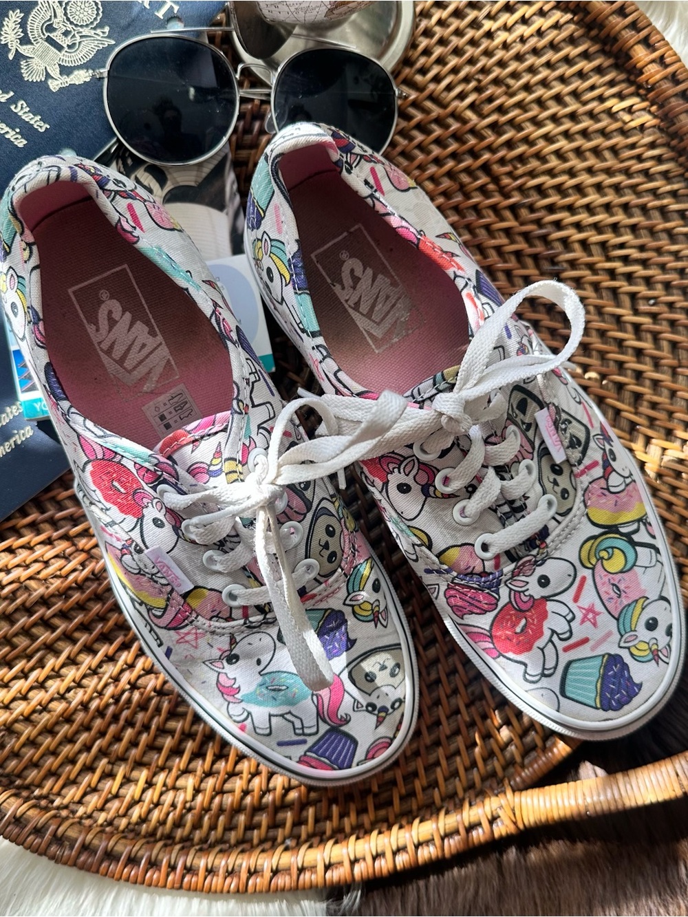 Vans Cupcake Donuts Unicorn Graphic Laced Sneakers Size 7.5